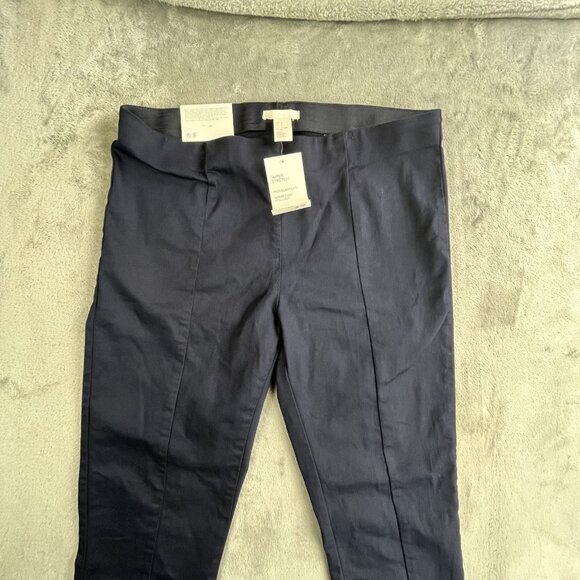 H&M Skinny Pants Womens 14 Navy Blue Super Stretch Ankle Slit High Elasticity - Picture 11 of 16